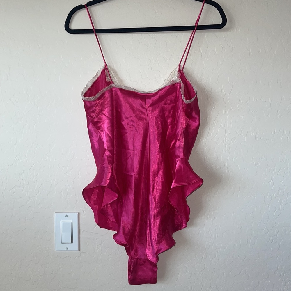 Victoria Secret Gold Label 1990's Fuchsia Teddy Vintage Lingerie size Large. EUC - Picture 2 of 14